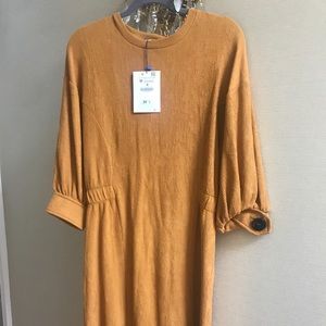 NWT. Zara mustard yellow midi dress.